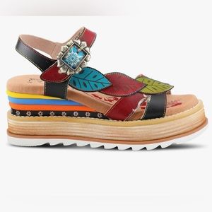 Spring Step L’Artiste Irvetta Wedge Sandals, size 38 (8).  Worn only 2x by me.
